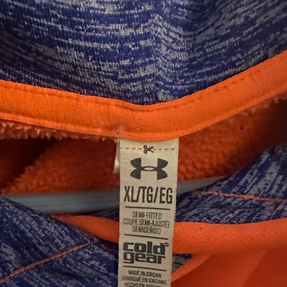 Under Armour Vibrant Orange Hoodie with Navy Logo - Picture 2 of 2